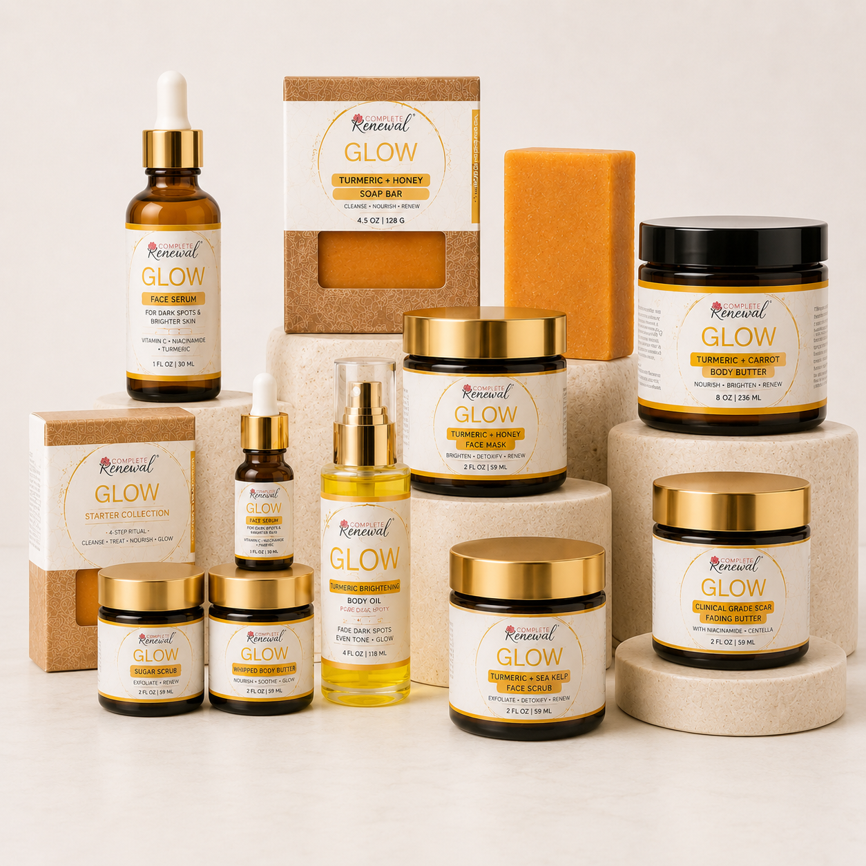 TARGETED FADE & GLOW: Turmeric Skincare Kit for Dark Spots, Hyperpigmentation & Melanin-Rich Skin