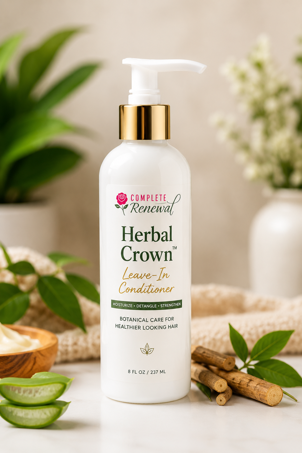 Herbal Crown™ Botanical Leave-In Conditioner  Moisturizing • Detangling • Strengthening For Curls, Coils & Textured Hair | 8 oz