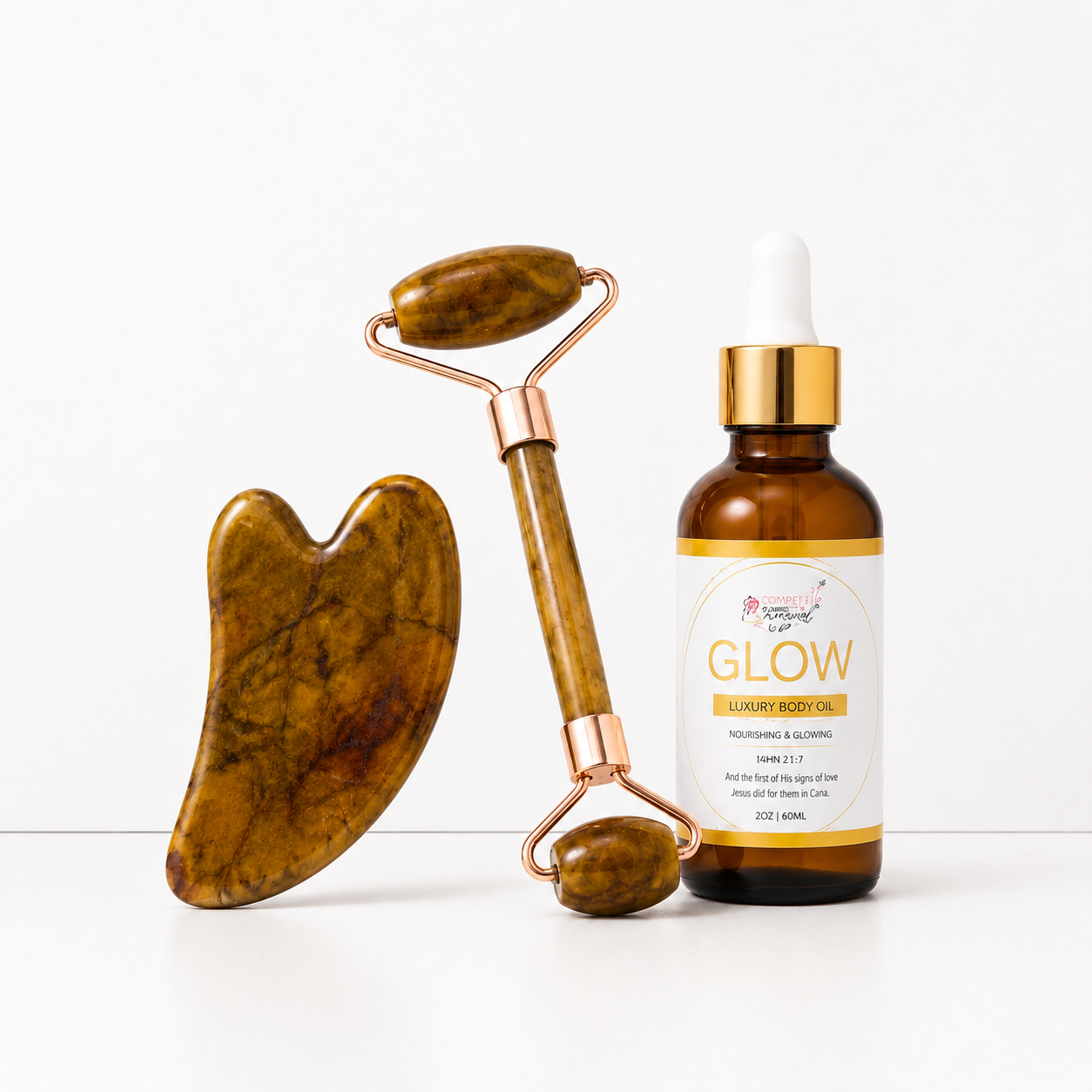 Luxury Turmeric & Vitamin C Face Serum Kit with Jade Roller & Gua Sha — Holistic Skincare for Brightening, Anti-Aging & Detox