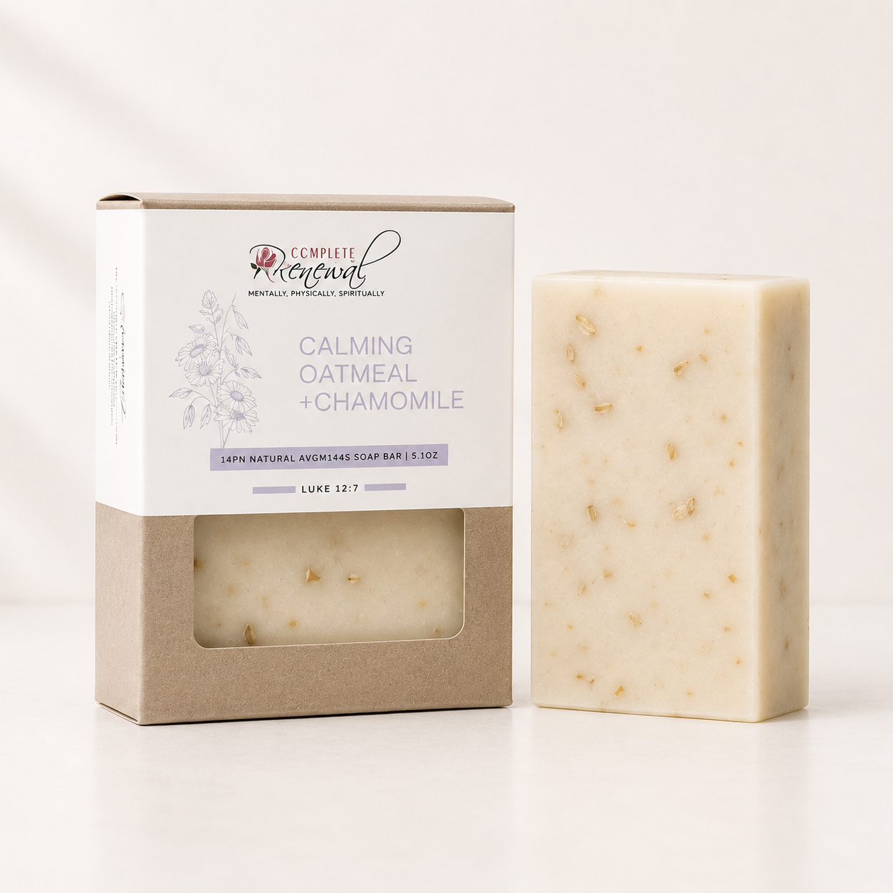 Soothing Oatmeal + Chamomile Soap Bar | Gentle Cleanser for Dry, Sensitive Skin