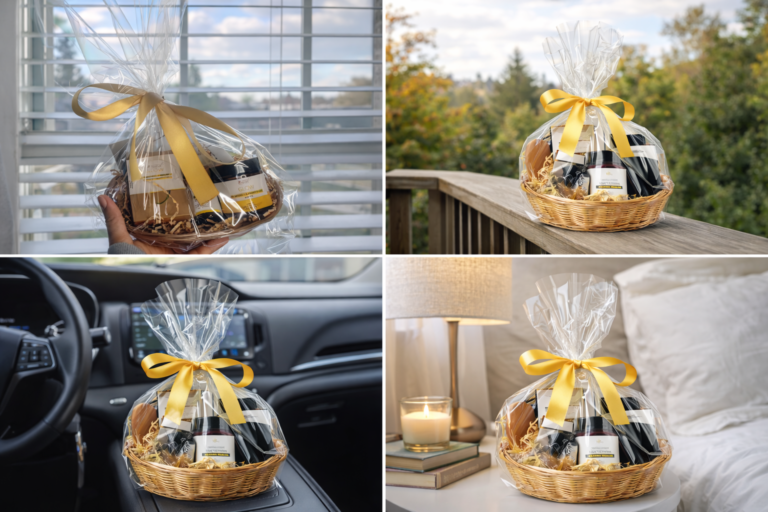 Luxury self care gift basket wrapped with yellow bow Complete Renewal

Spa gift basket for him patchouli lavender soap body butter grooming kit

Gift basket for her turmeric body butter turmeric aloe soap face mask glow face serum

Employee appreciation gift basket handcrafted vegan skincare set

Holiday self care gift set luxury handmade plant based skincare