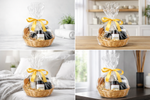 Luxury self care gift basket wrapped with yellow bow Complete Renewal

Spa gift basket for him patchouli lavender soap body butter grooming kit

Gift basket for her turmeric body butter turmeric aloe soap face mask glow face serum

Employee appreciation gift basket handcrafted vegan skincare set

Holiday self care gift set luxury handmade plant based skincare