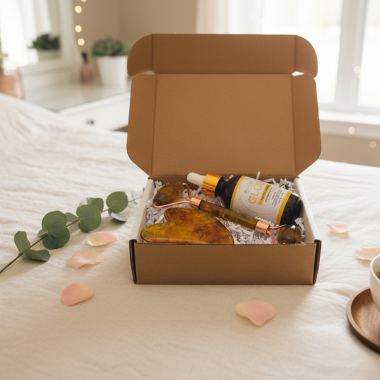 Luxury Turmeric & Vitamin C Face Serum Kit with Jade Roller & Gua Sha — Holistic Skincare for Brightening, Anti-Aging & Detox